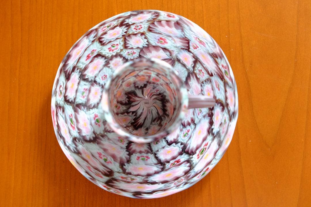 ミルフィオリ カップ＆ソーサー グラス 吹きガラス 江波冨士子/ムリーニ ガラス