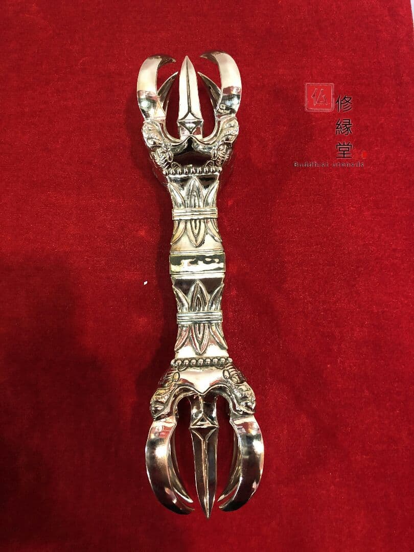 真言宗法具 ウザシャモ金剛杵 法器 五鈷杵 真鍮製 30.5cm