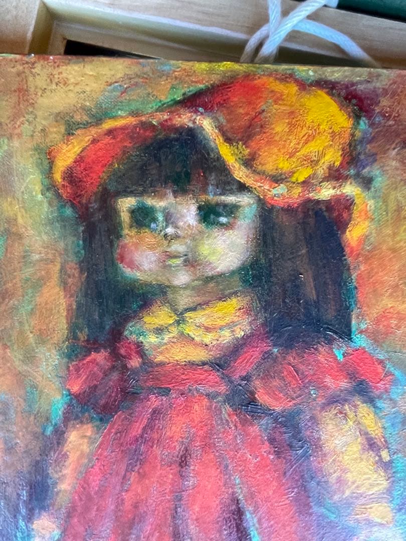 アンティーク品　油絵　お人形　美品