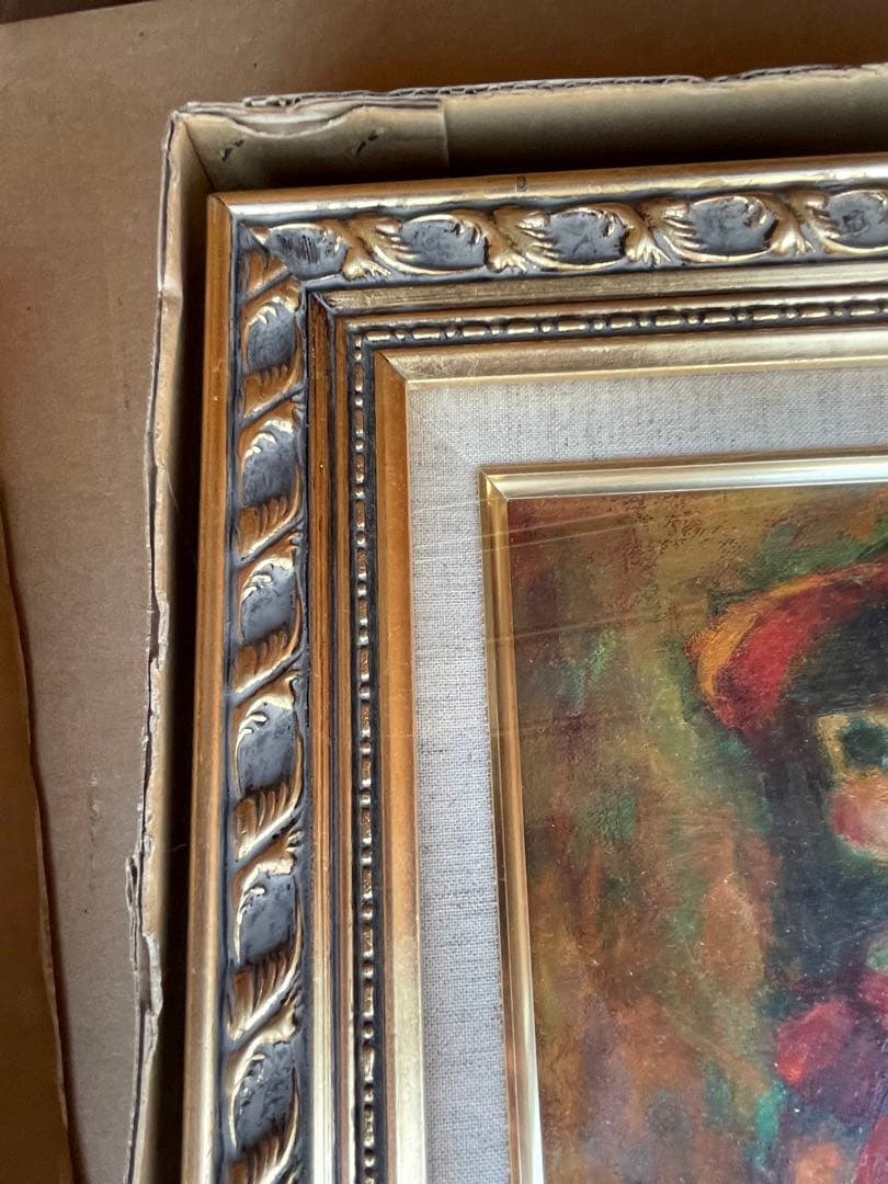 アンティーク品　油絵　お人形　美品