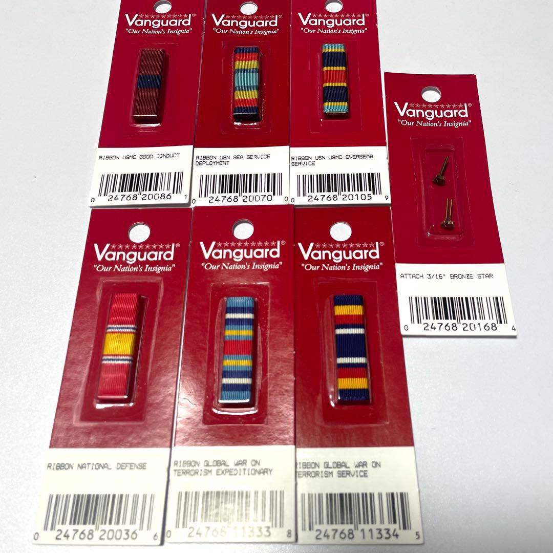 米海軍/海兵隊 略綬セット 6種 + 2段リボンバー Vanguard社製 実物