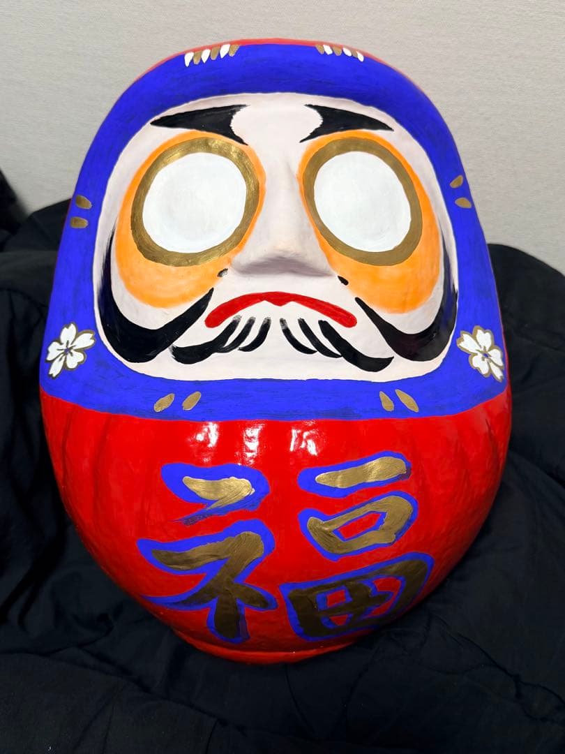 大きいサイズ 清潔で未使用 伝統的な達磨 赤 青運 30cm x 30cm