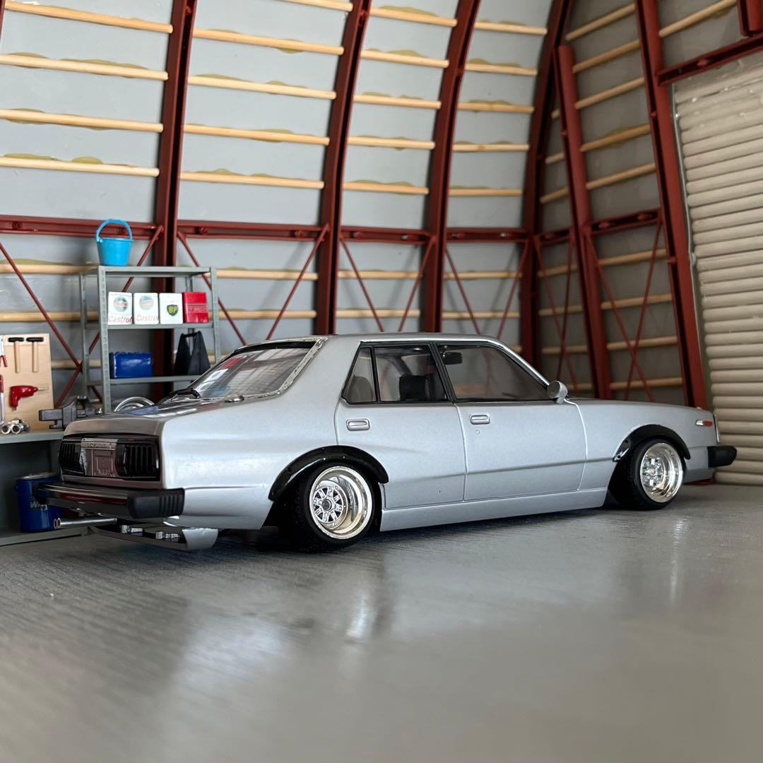 プラモデル車完成品　アオシマ　1/24  ジャパン4Dr  街道レーサー 旧車