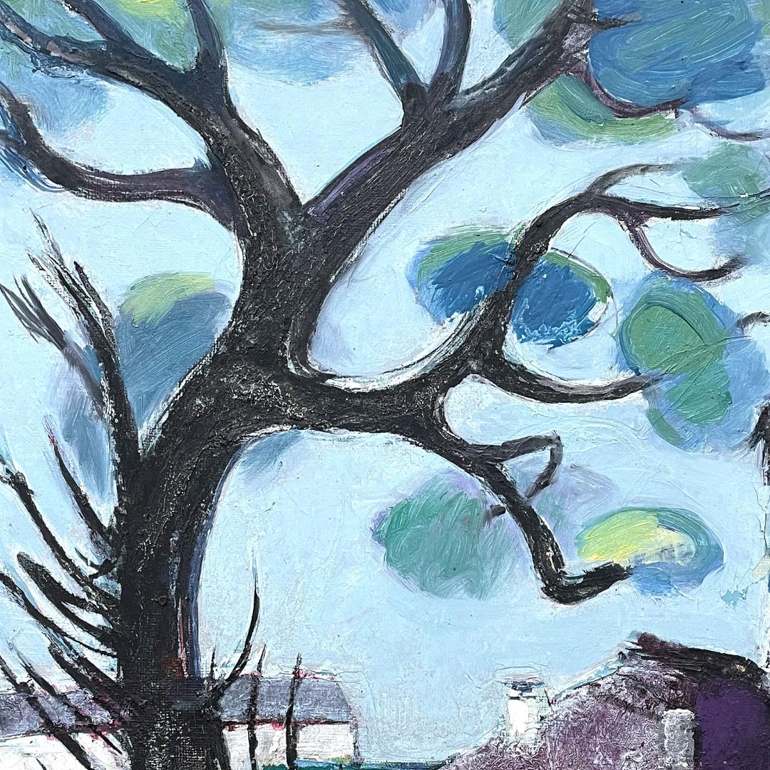 真作保証 箱根寿保『ハリスト教会のある高台』1966年作 肉筆 油彩画 15号