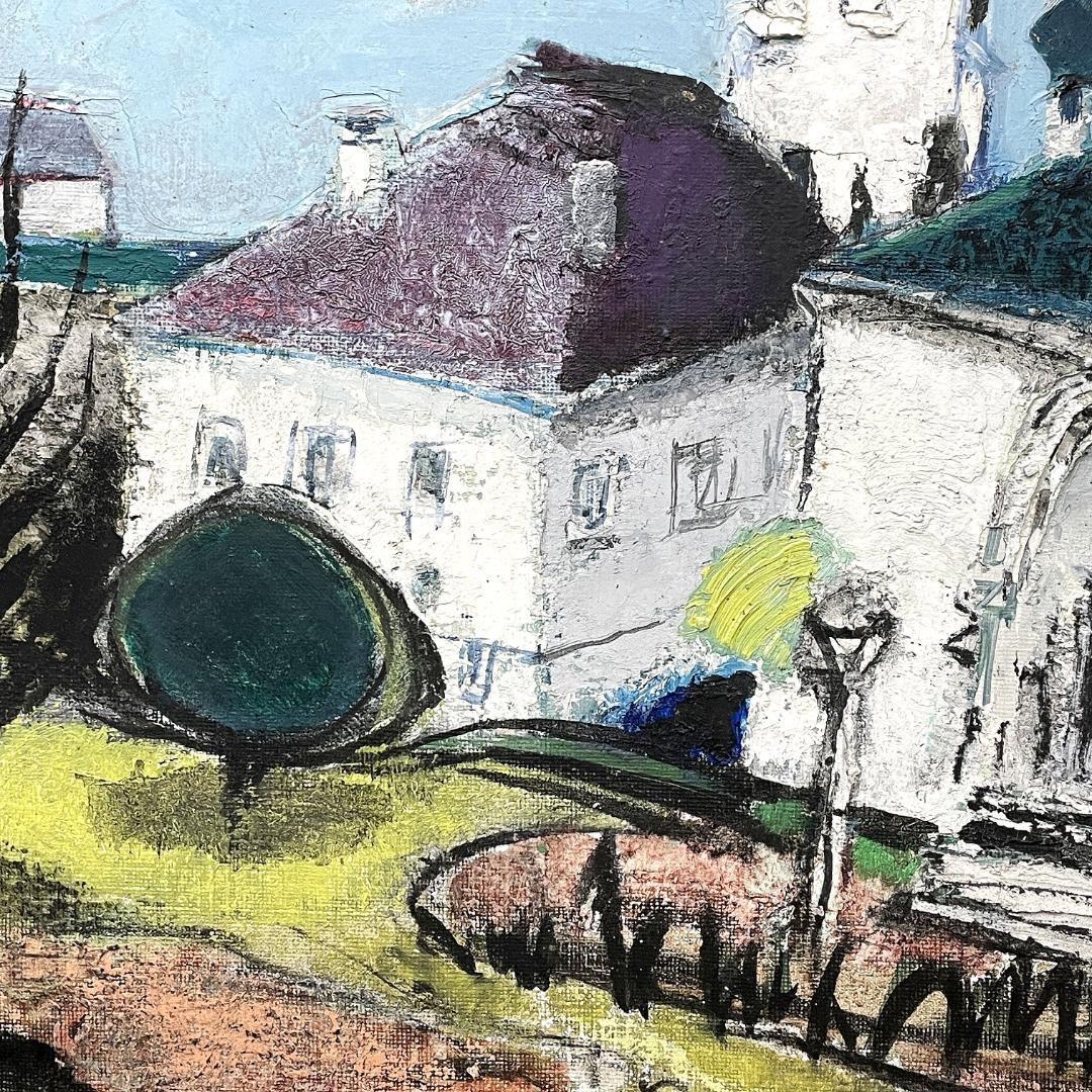 真作保証 箱根寿保『ハリスト教会のある高台』1966年作 肉筆 油彩画 15号