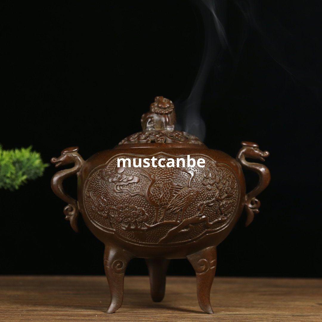 香炉 松鶴延年香炉 金属工芸品 厚重 美品 置物