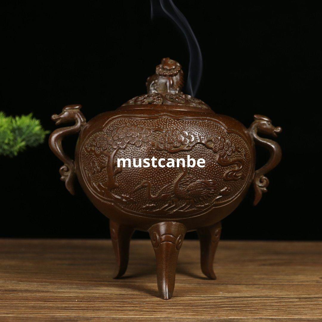 香炉 松鶴延年香炉 金属工芸品 厚重 美品 置物