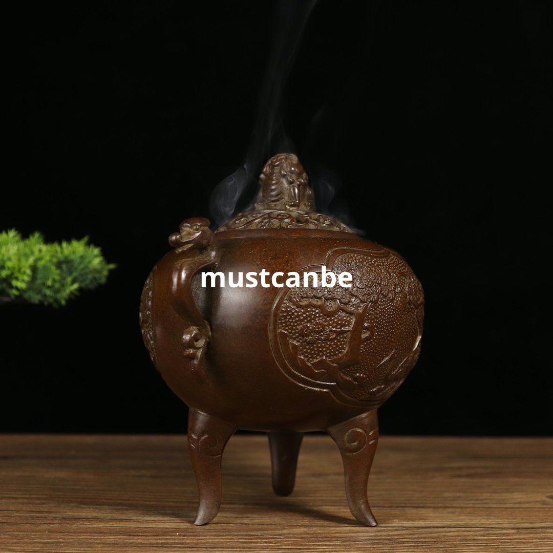 香炉 松鶴延年香炉 金属工芸品 厚重 美品 置物