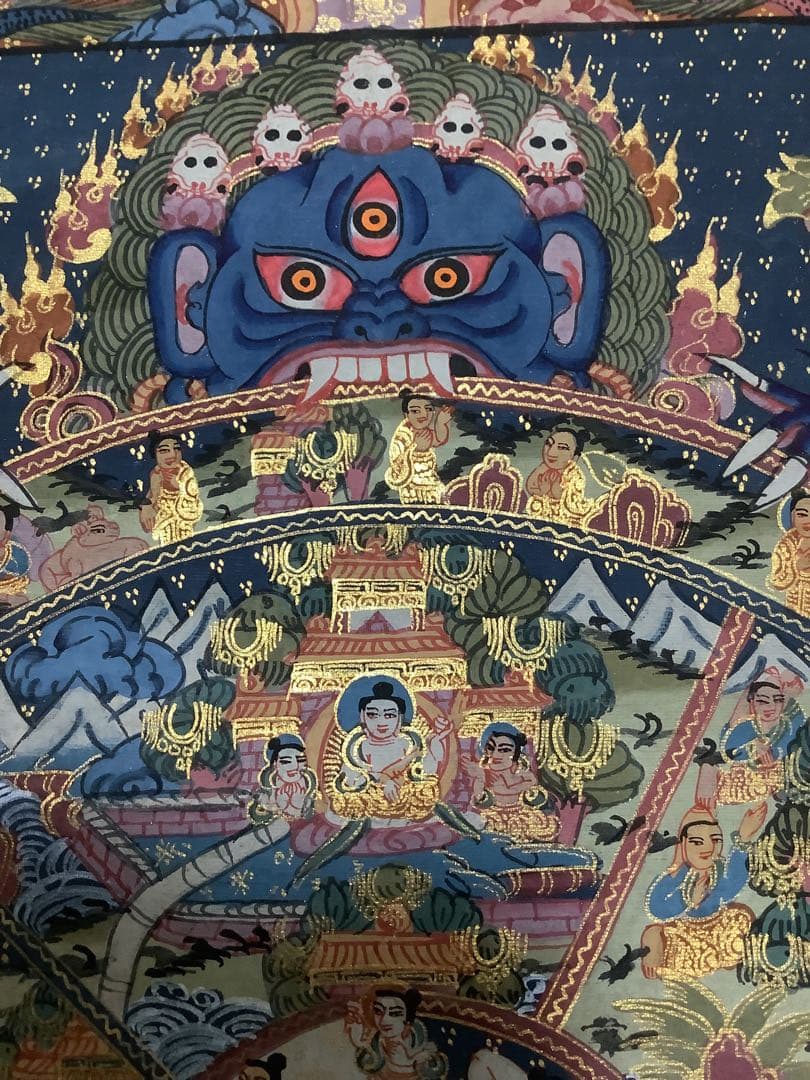 《 チベット密教　新品　1点物 》 手描き　曼荼羅　仏陀　六道輪廻　仏教　c6