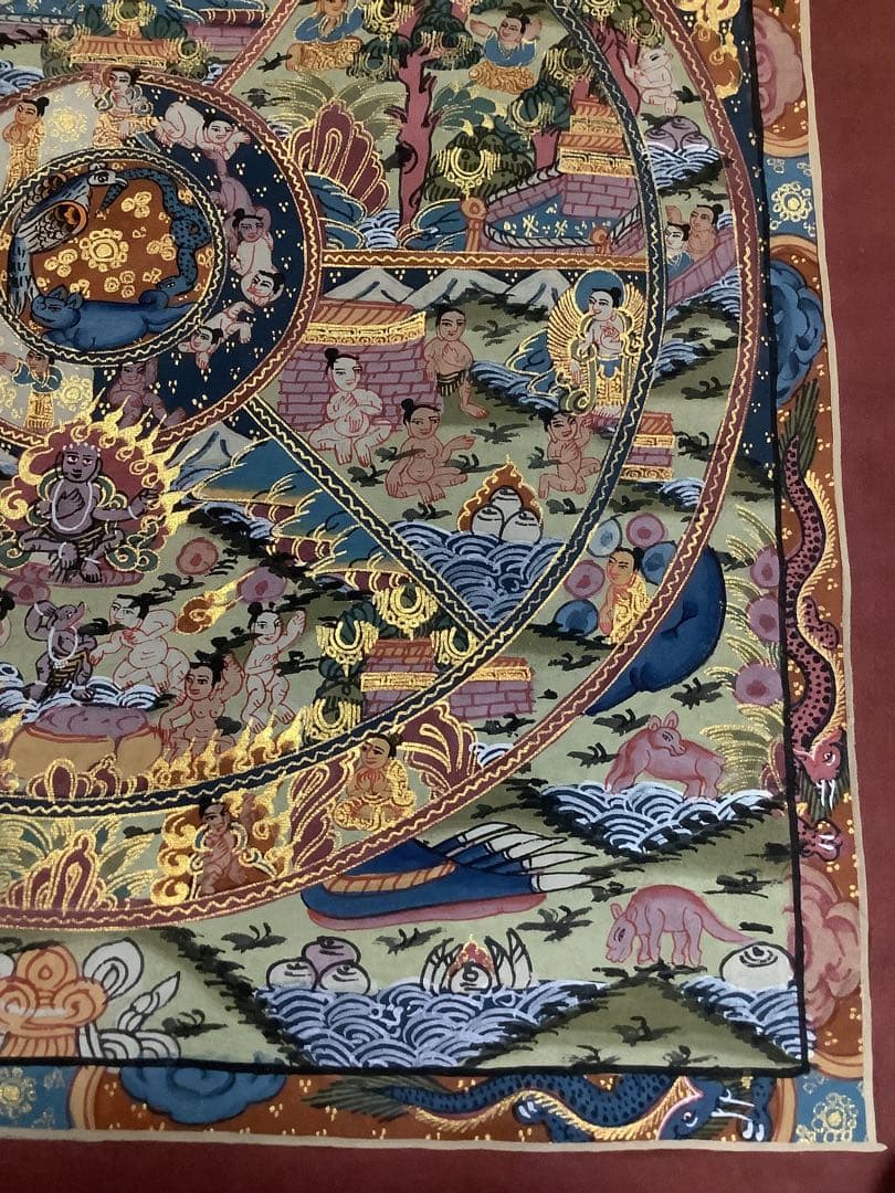 《 チベット密教　新品　1点物 》 手描き　曼荼羅　仏陀　六道輪廻　仏教　c6