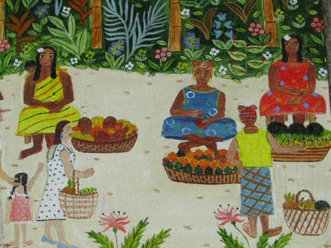 真作保証【ピュース　エキゾチックな市場　Ｆ１０　肉筆洋画額装】フランス画家