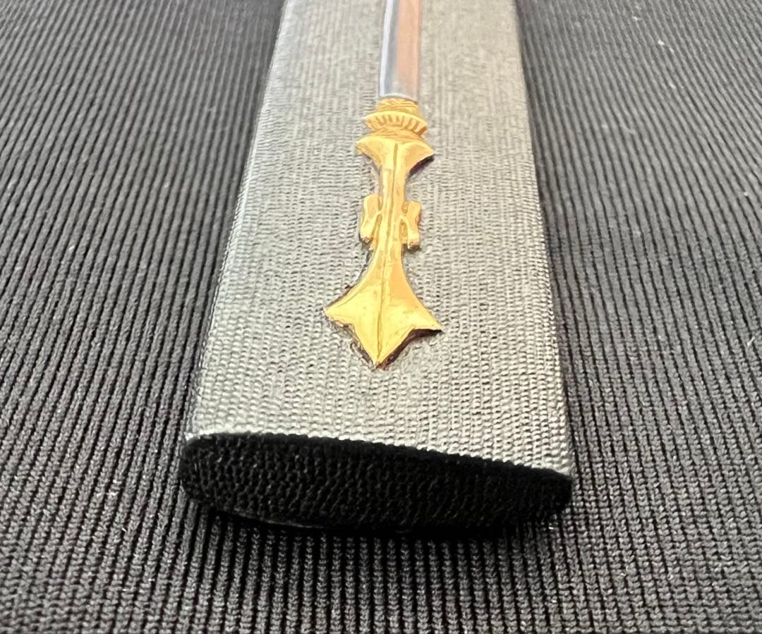 刀装具 小柄(柄のみ) 江戸金工 青龍刀 関羽模様図 箱付き