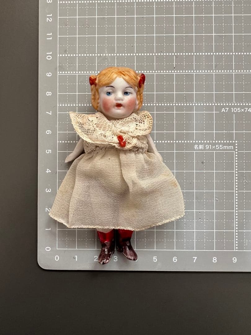 【アンティーク】ドイツ製 描き目 オールビスク 女の子 9cm