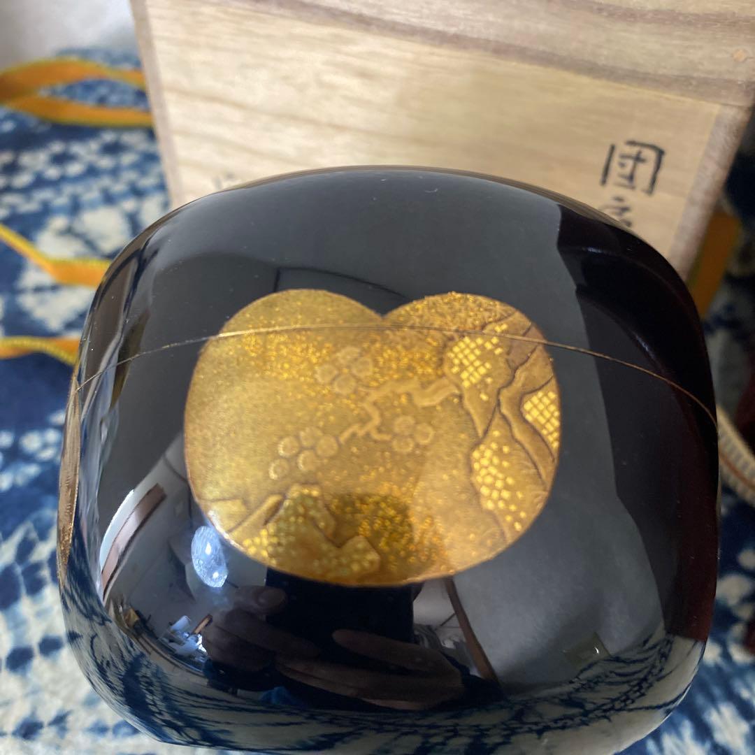 向陽　団扇蒔絵平棗　二重箱　茶道具