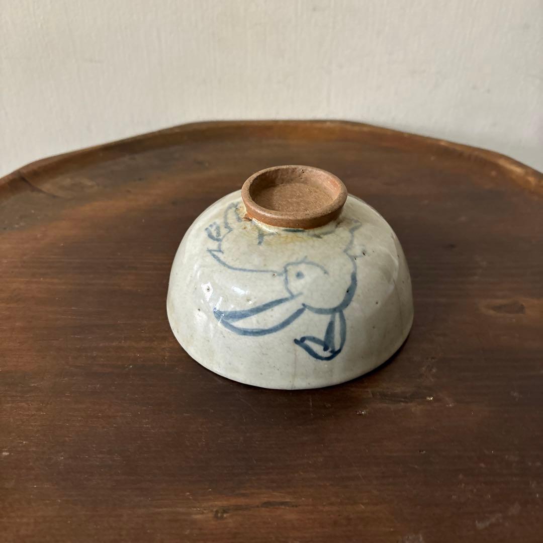 古い染付兎茶碗　うさぎ　ウサギ　骨董　柳宗悦　民藝　青山二郎　白洲正子　検:李朝
