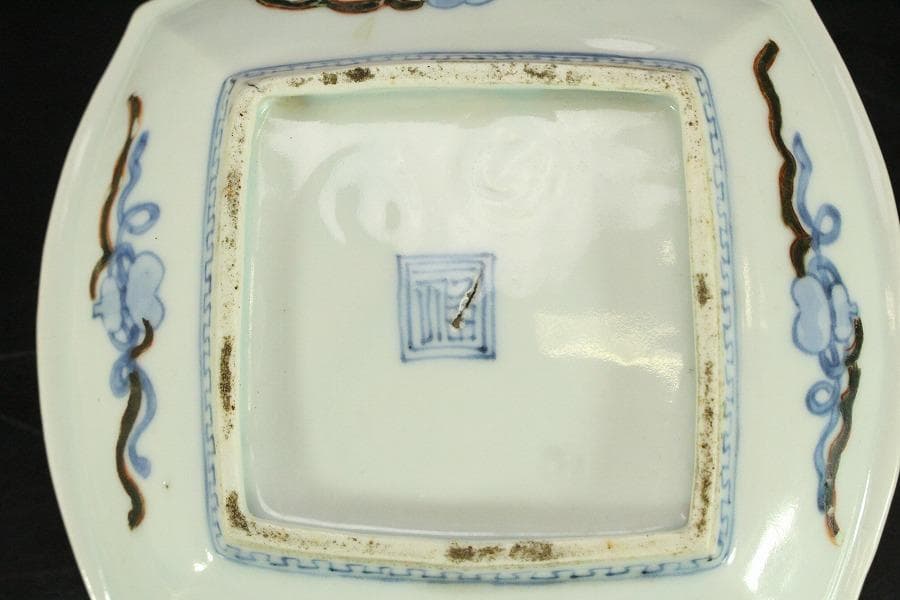古九谷 四方 皿 うぶ出し 小皿 参考品(ZE576)