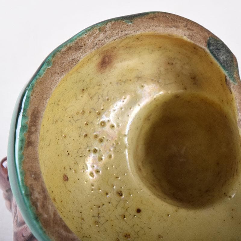 茶道具　九谷焼　九谷岩花造　色絵　獅子　香合　共布　共箱　V　R8226