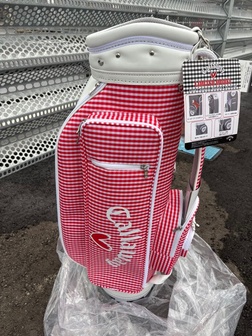 Callaway キャディバッグ レディース 赤と白のチェック柄
