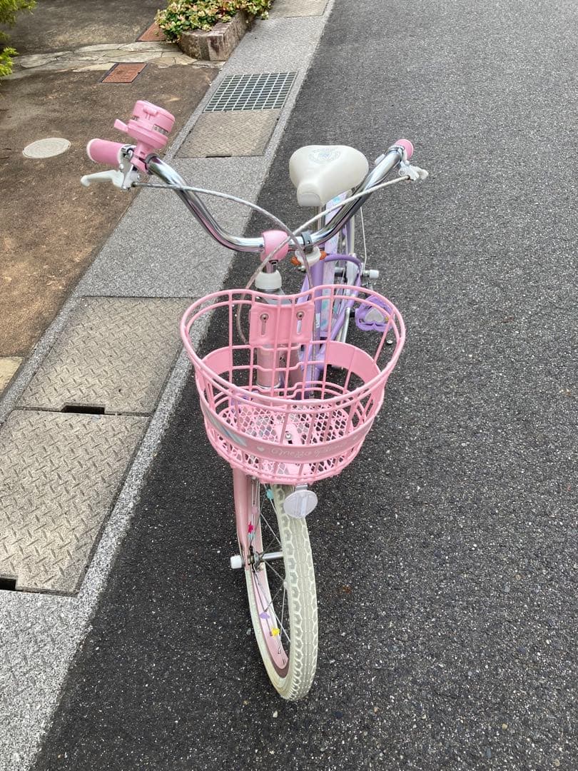 【美品】メゾピアノ 18インチ 子供用自転車 ピンクパープル 屋内保管 直接引渡