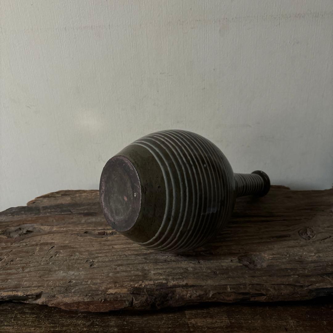 古丹波焼　えへんイッチン徳利　その② 古陶磁.アンティーク.花入.筒描　検:李朝