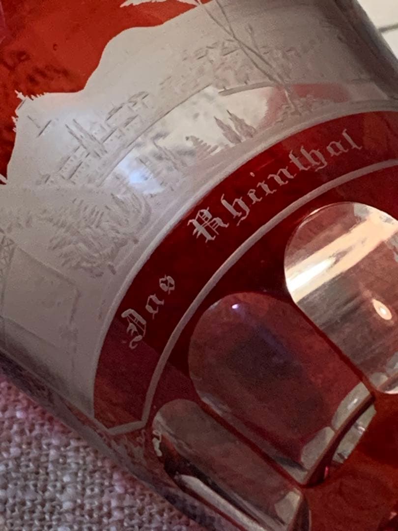 ボヘミアガラス　アンティーク19世紀後半　細密にカットされた風景画が素敵です！