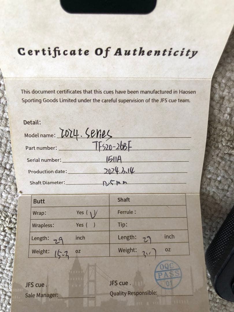 Jflower JFS ビリヤードキュー カーボン