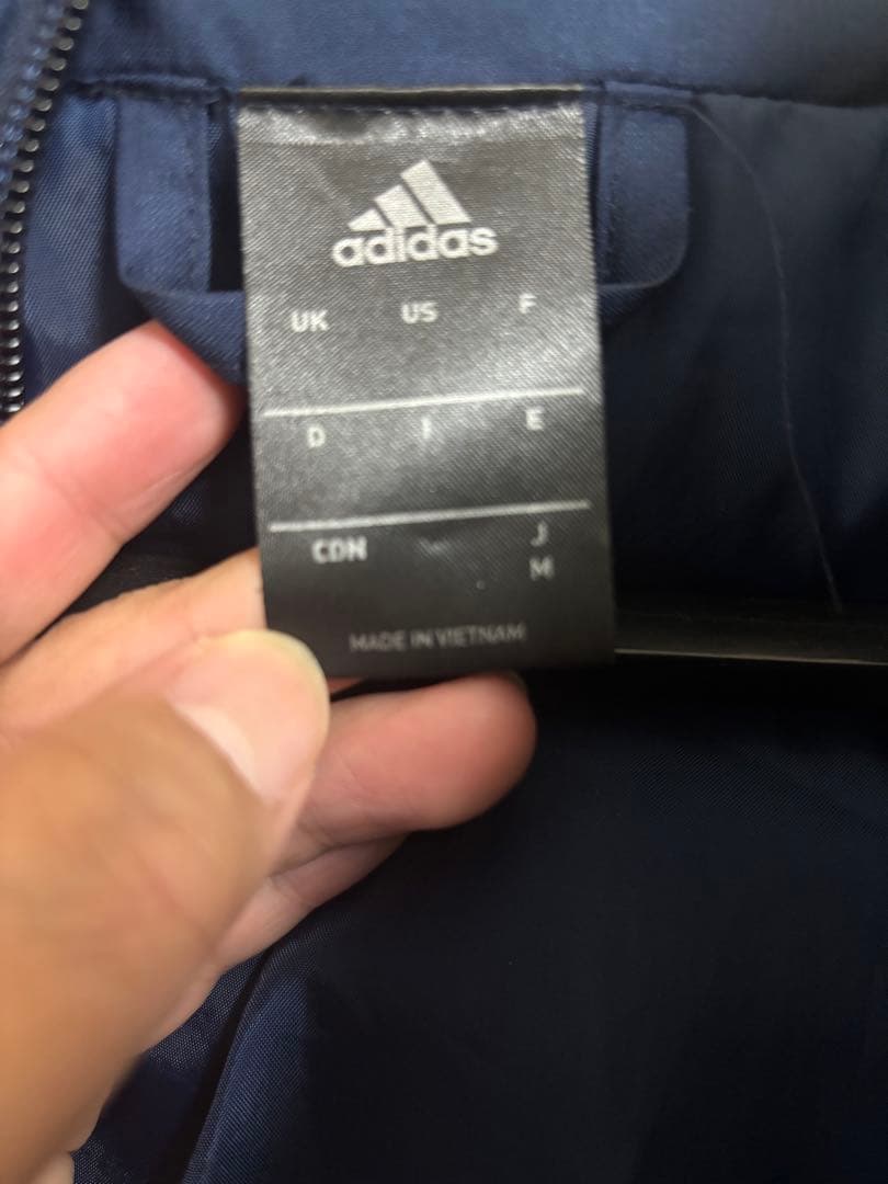 adidas ネイビー ベンチコートフード付き