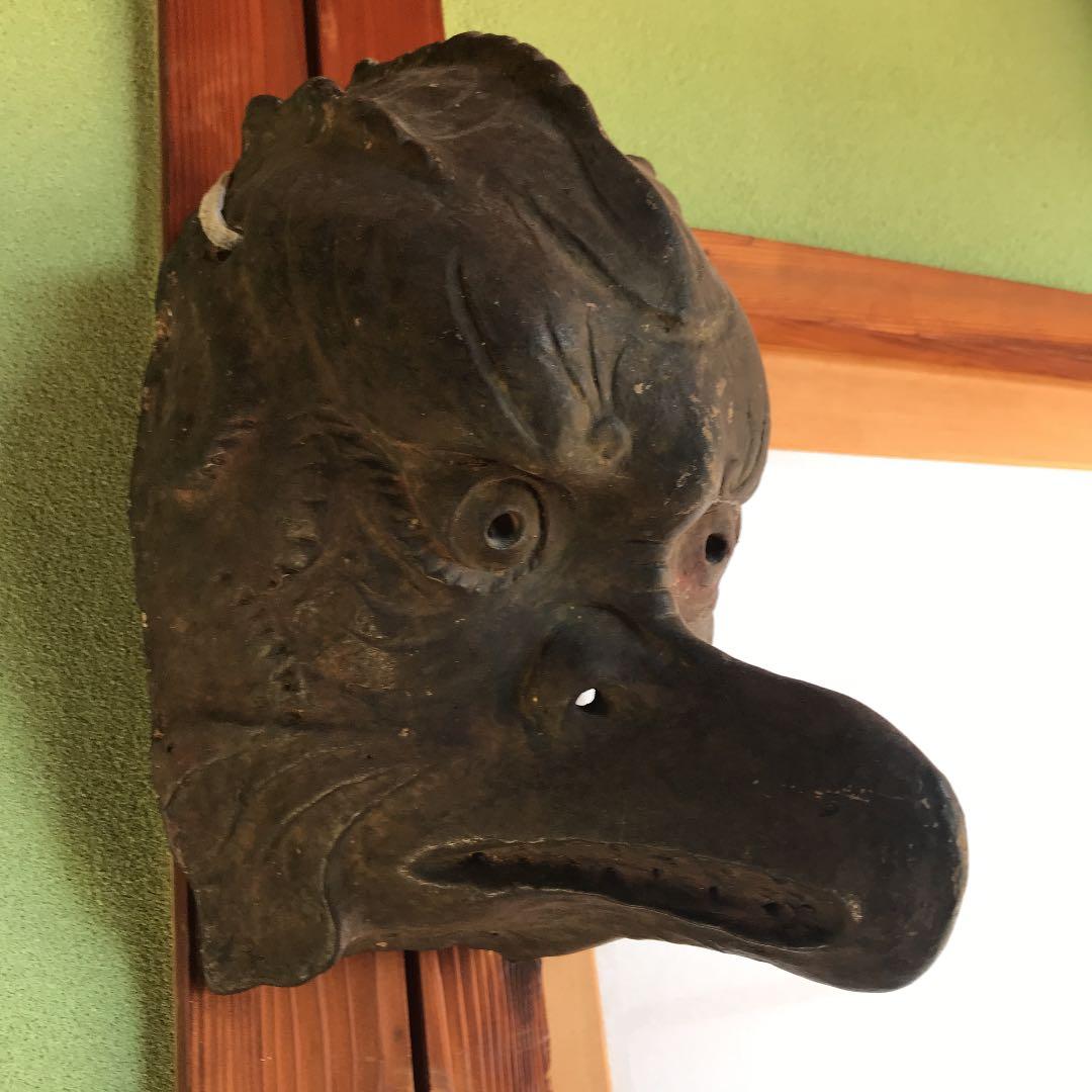 古い伎楽面　迦楼羅面？　大巾値下げ　古い箱見つかる