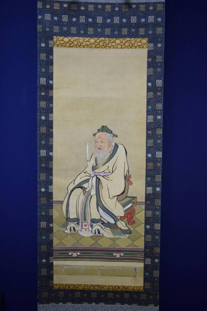 真作/狩野常信/寿聖人図/桐題箱付/布袋屋掛軸HI-288