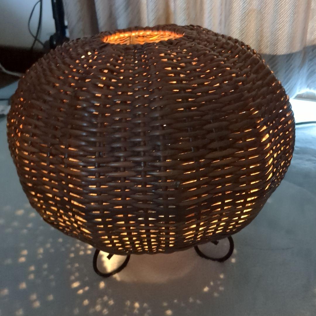 籐製　丸型　ライト　レトロ