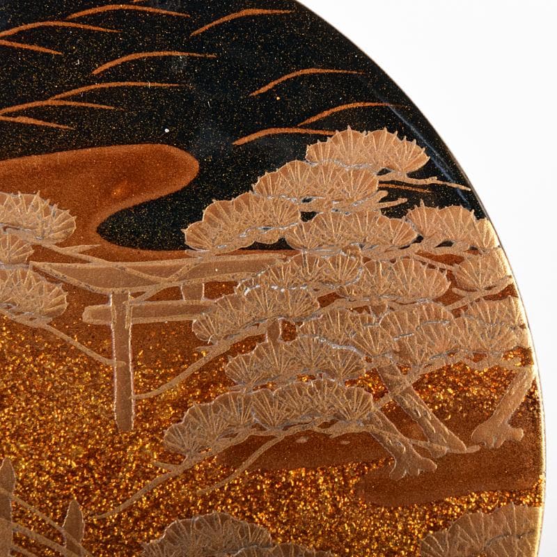 茶道具　塗師　中村宗哲作　住吉蒔絵　香合　共布　即中斎極め箱　D　R7581