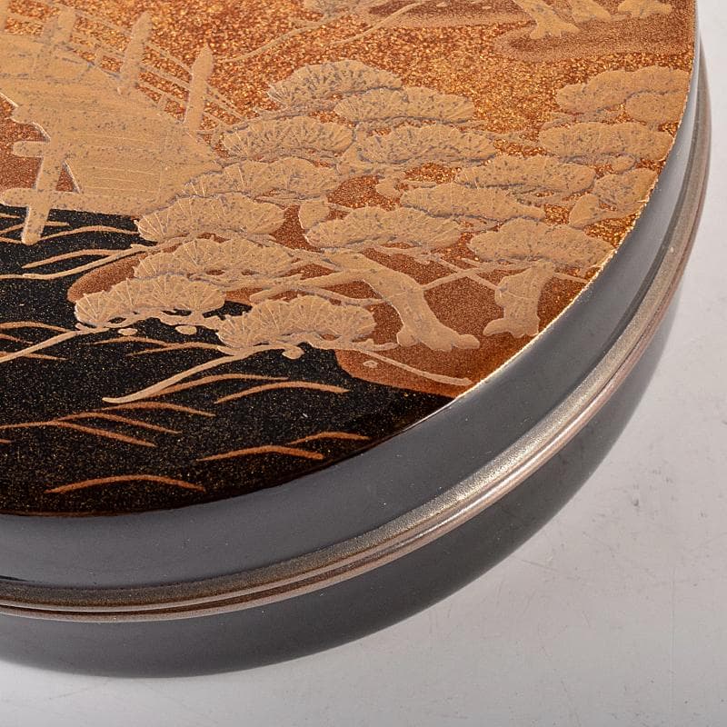 茶道具　塗師　中村宗哲作　住吉蒔絵　香合　共布　即中斎極め箱　D　R7581