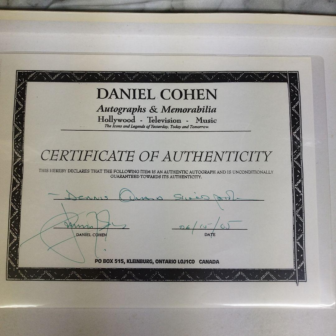 ハリウッド　デニス・クエイド　直筆サイン入り8Ｘ10 フォト　証明書付き