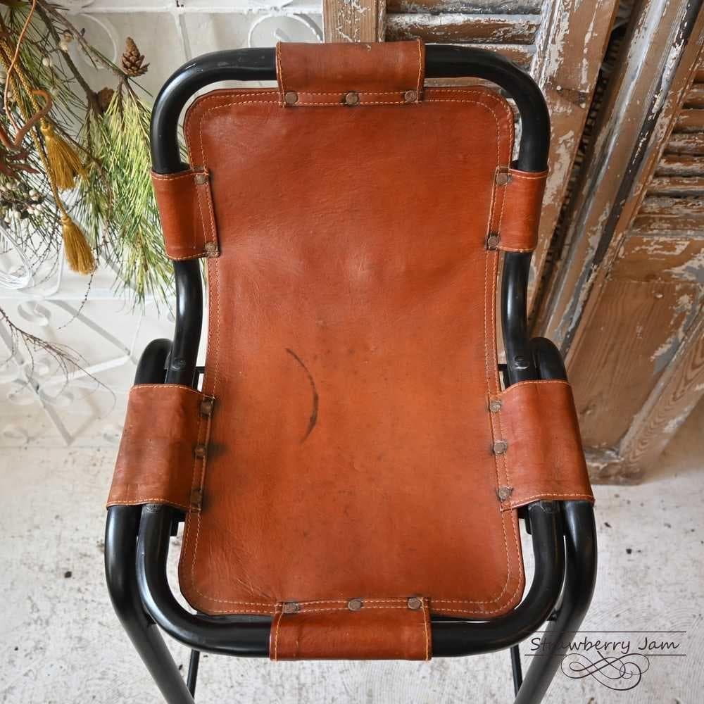 L3710-74-1 英国ヴィンテージ レザー ハイチェア カウンターチェア