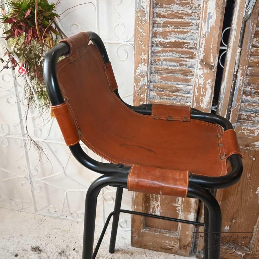 L3710-74-1 英国ヴィンテージ レザー ハイチェア カウンターチェア
