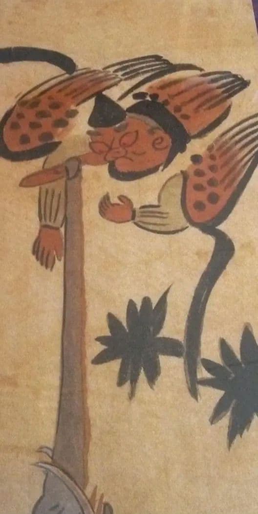 模写大津絵、天狗と象