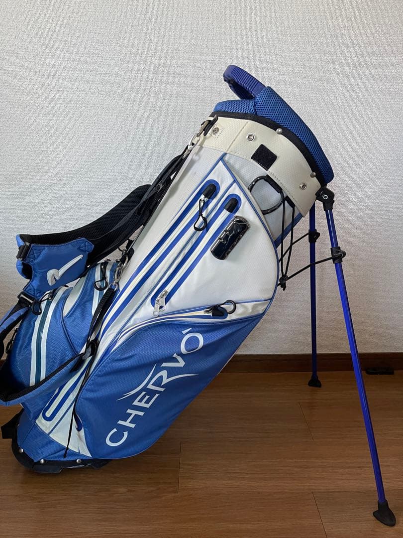 シェルボ CHERVO スタンドキャディバッグ 軽量 ホワイト×ブルー