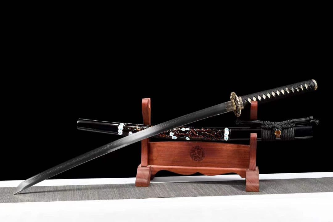 銅装鎏金銀精彫T 10焼刃『雲龍打刀』武具 刀装具　日本刀　模造刀  居合刀