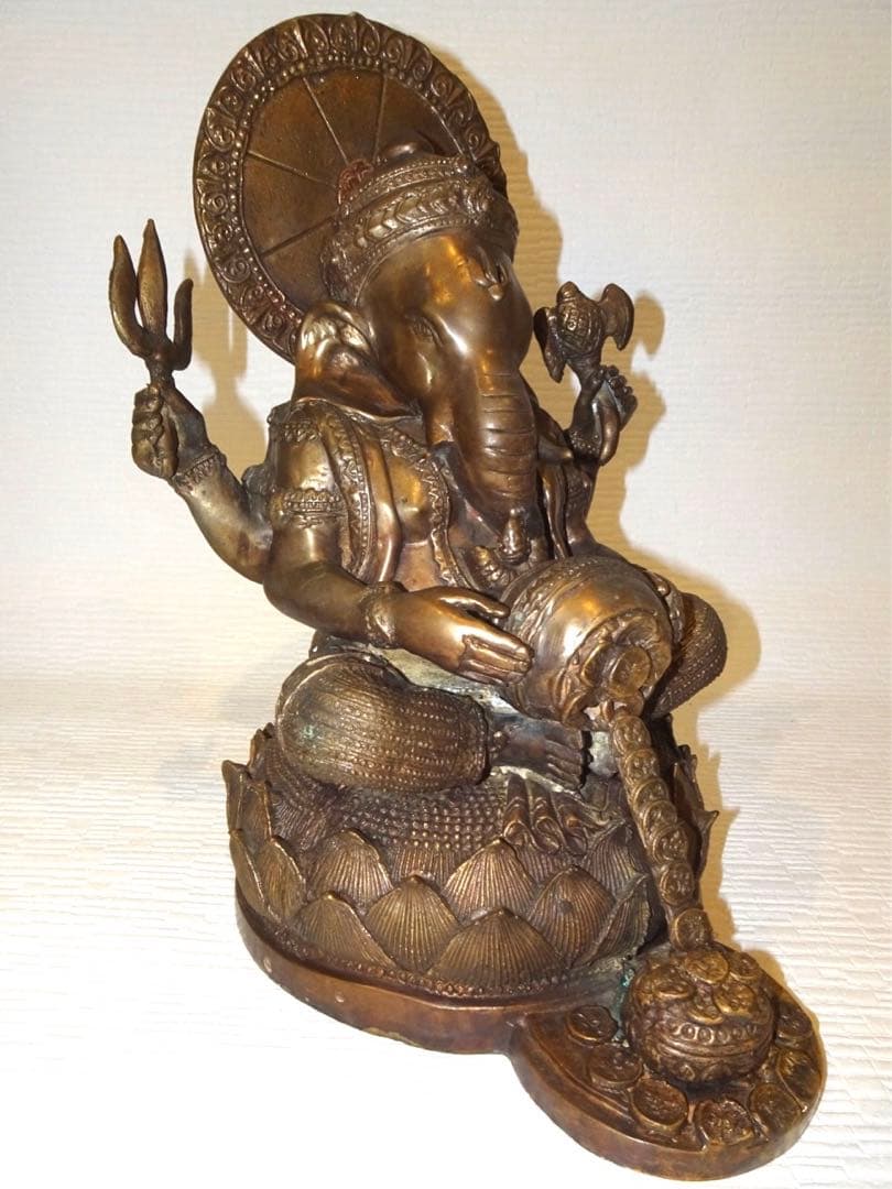 仏教美術　ガネーシャ　銅像　真鍮製　高さ33cm 重量6.6kg