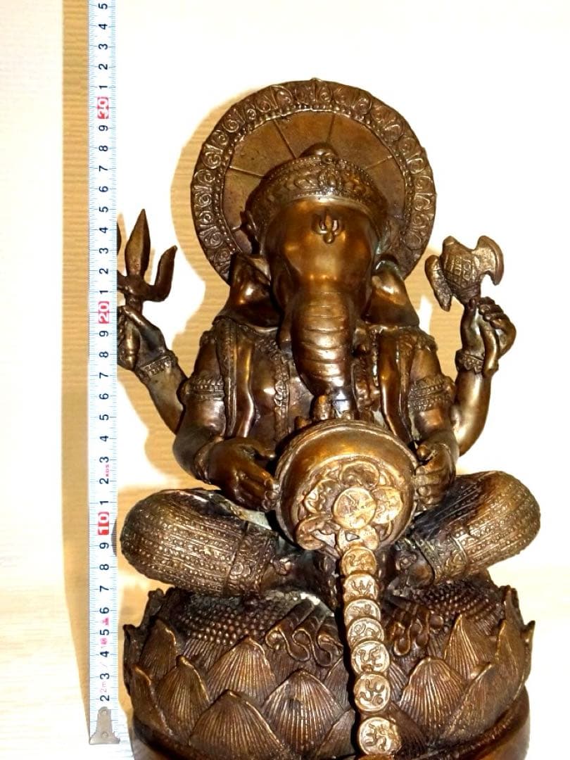仏教美術　ガネーシャ　銅像　真鍮製　高さ33cm 重量6.6kg