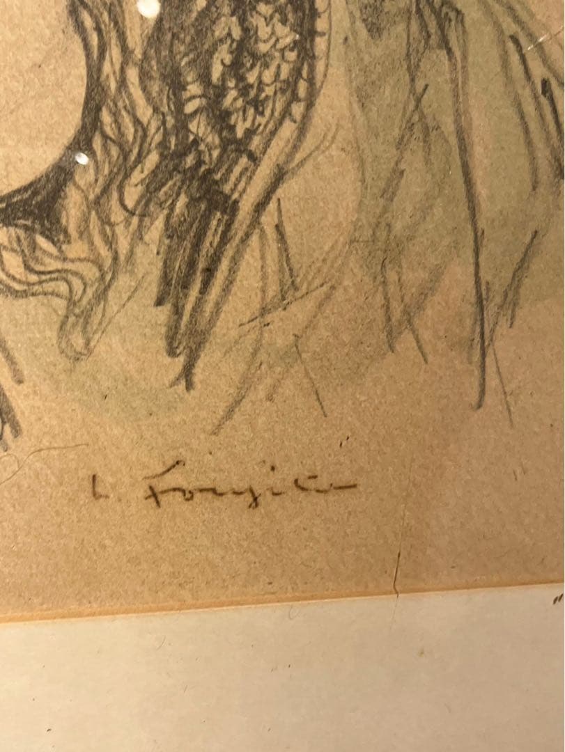 藤田嗣治　聖母子と天使たち　リトグラフ