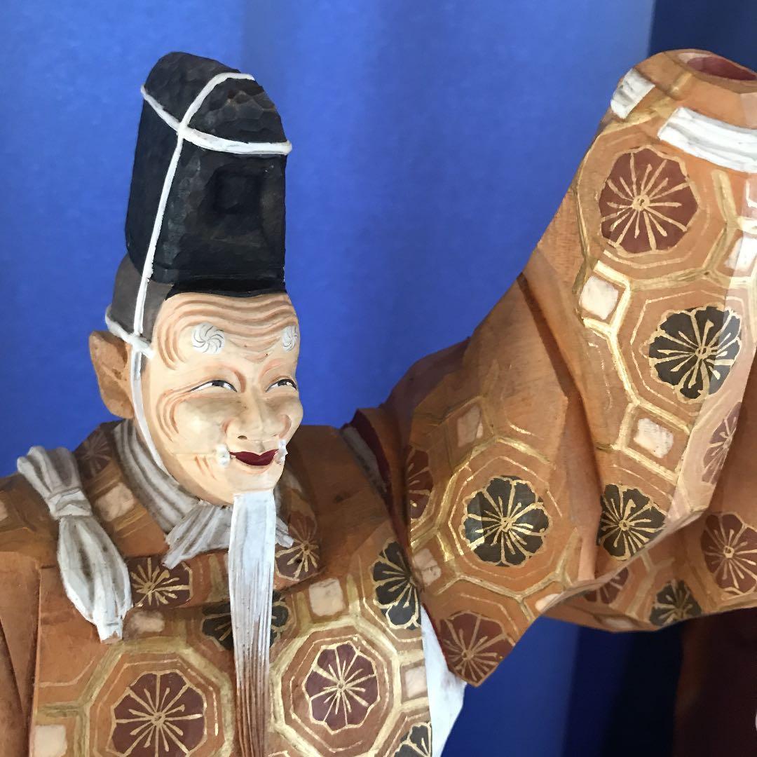 木彫　野呂　天潤作　能楽　翁像　　共箱　大幅値下げ