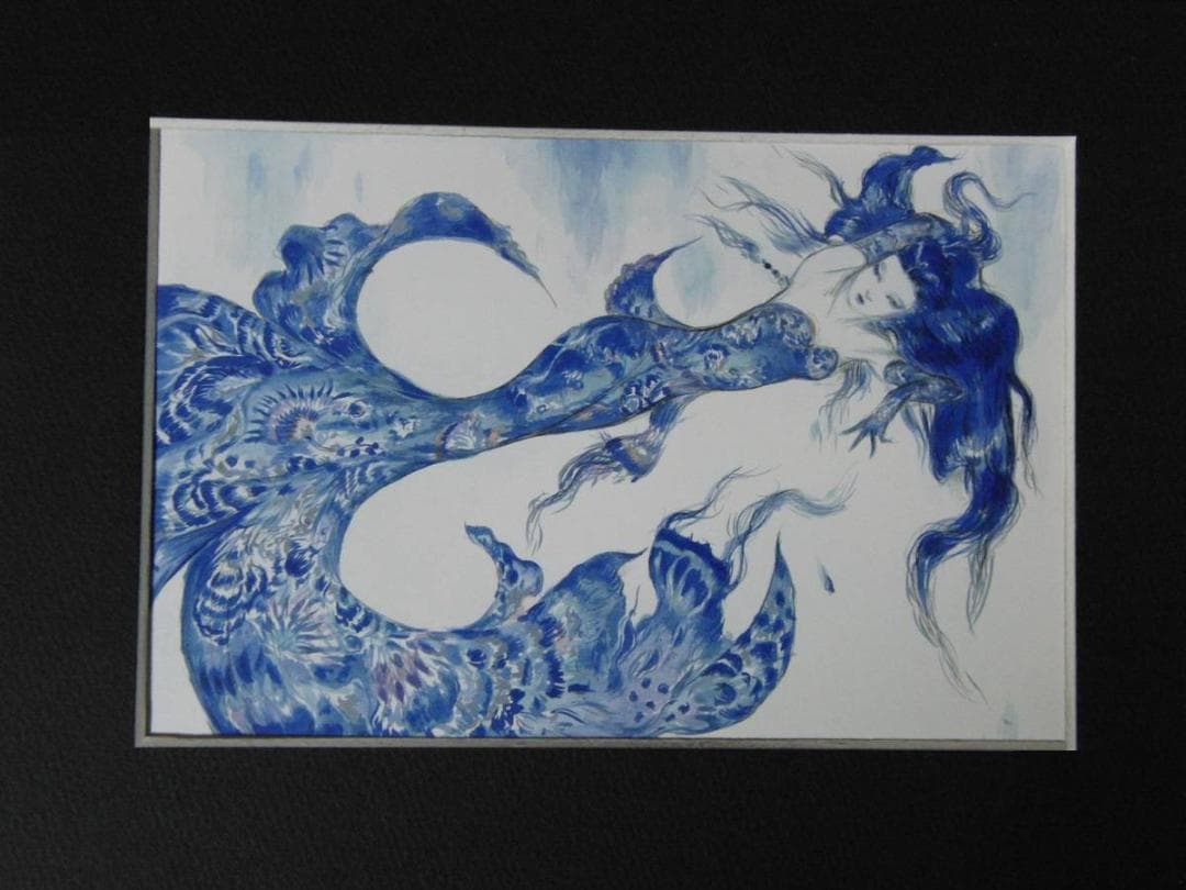 天野喜孝、【La Luna Blu】、希少な額装用画集より、新品額装付、状態良好