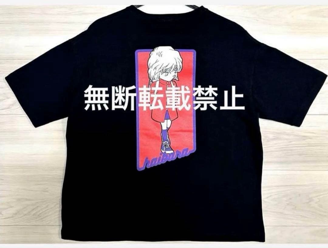 名探偵コナン探偵社　北栄町ふるさと館　灰原哀　原画　ポケット付きTシャツ　黒鉄