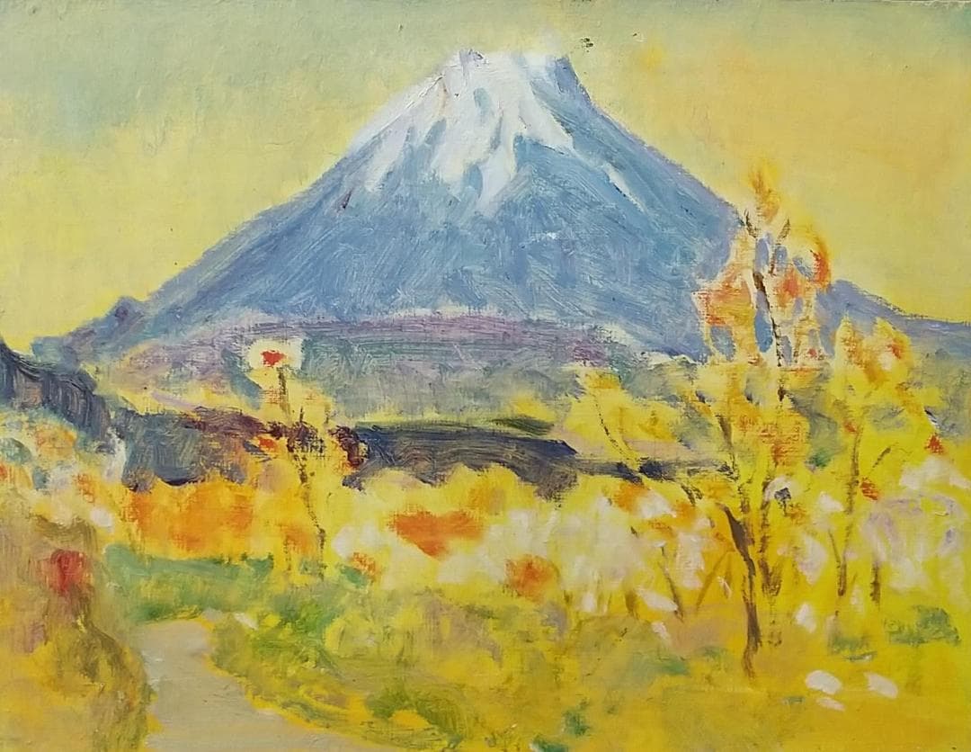 「本栖湖にて」F6 絵画 油絵 油彩画 アート 風景画 富士山