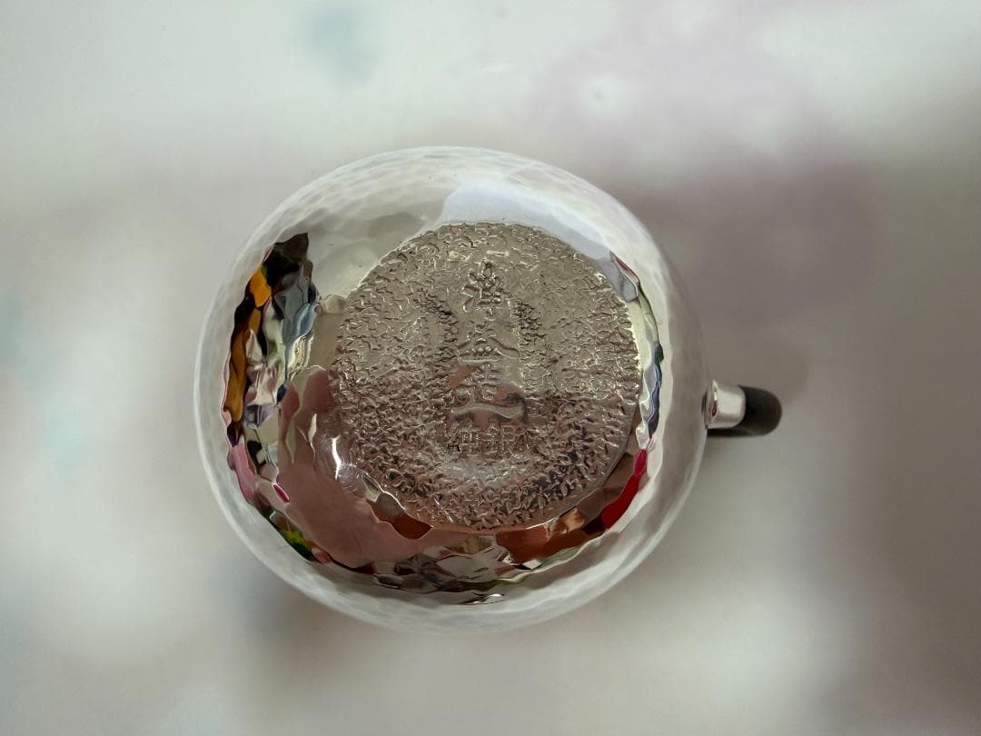 純銀製 鎚目 唐木手 急須 銀瓶 煎茶道具