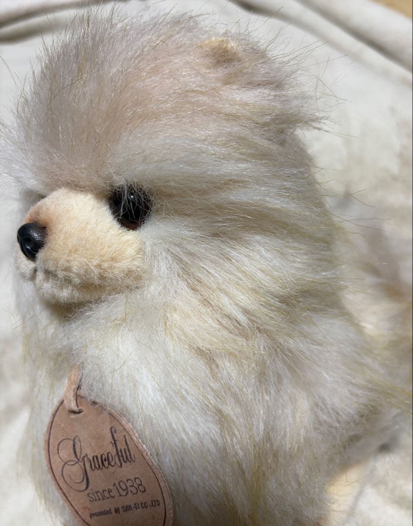 犬　三英　スピッツ　ポメラニアン　ぬいぐるみ　ベージュ