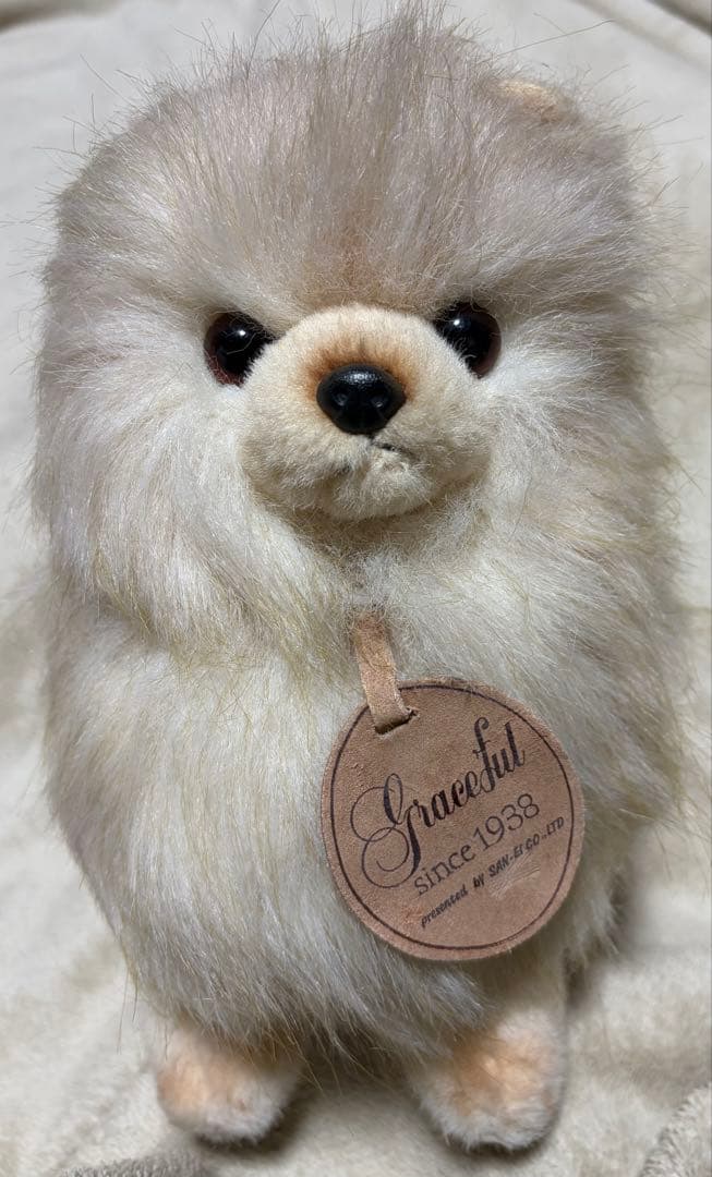 犬　三英　スピッツ　ポメラニアン　ぬいぐるみ　ベージュ
