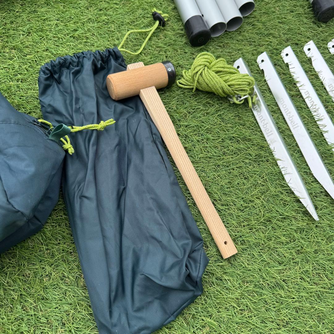 美品 モンベル ビッグタープヘキサ ダークグリーン アルミポール ペグ付