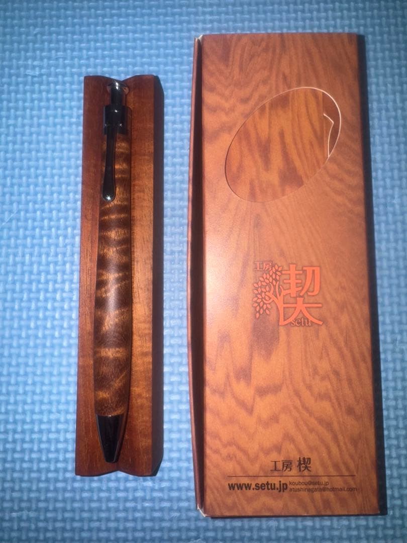 工房楔　サペリ杢　ボールペン　上杢